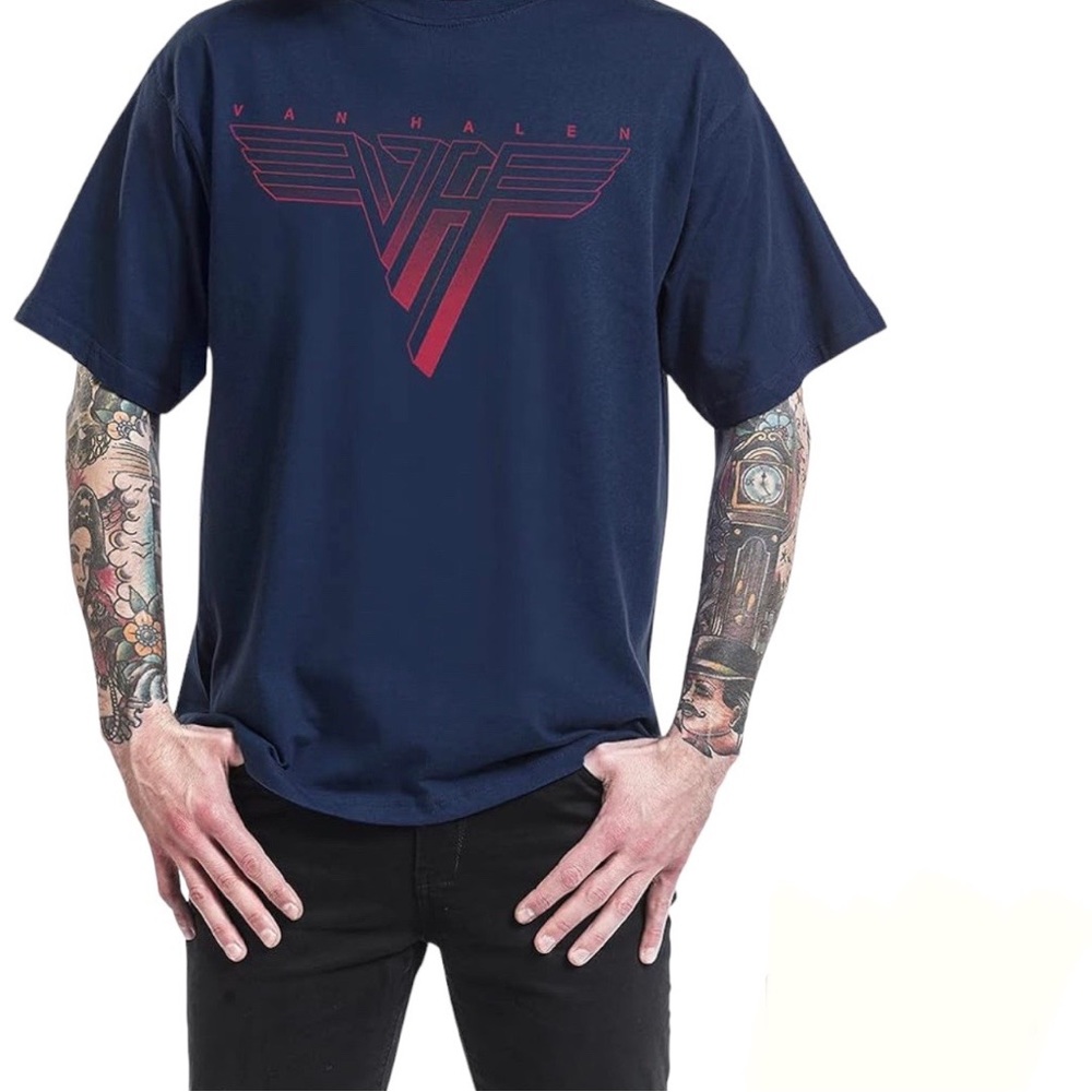 New Van  Halen Men's  Classic Red Logo  T-Shirt Blue Size  XXL